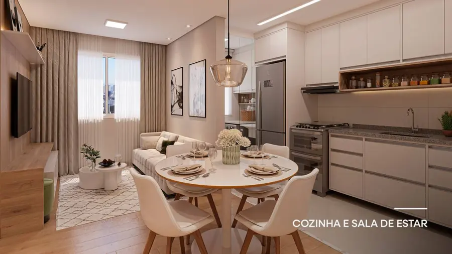 Cozinha e sala de estar do Spazio Origem